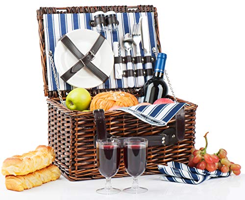 casa. pro ® cesta de picnic para 2 personas bolsa de refrigeración camping set de cesta cubiertos